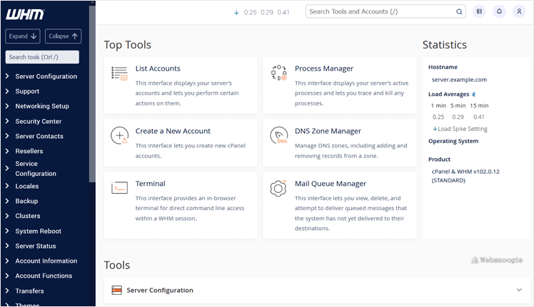 A WHM image created by Websnoogie, LLC, Omaha web hosting