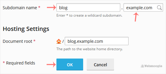 Showing an image of using a subdomain from our Omaha hosting company