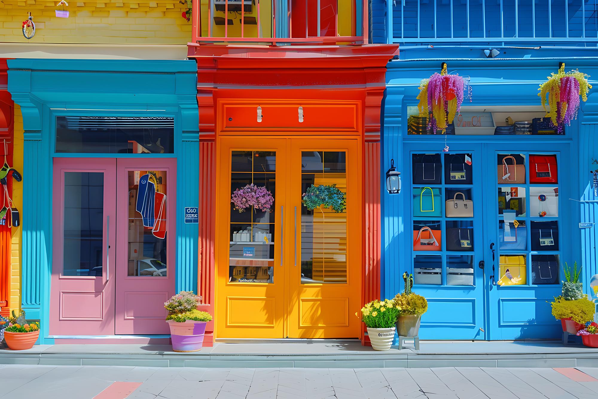 Sunlit small business storefront welcoming summer customers